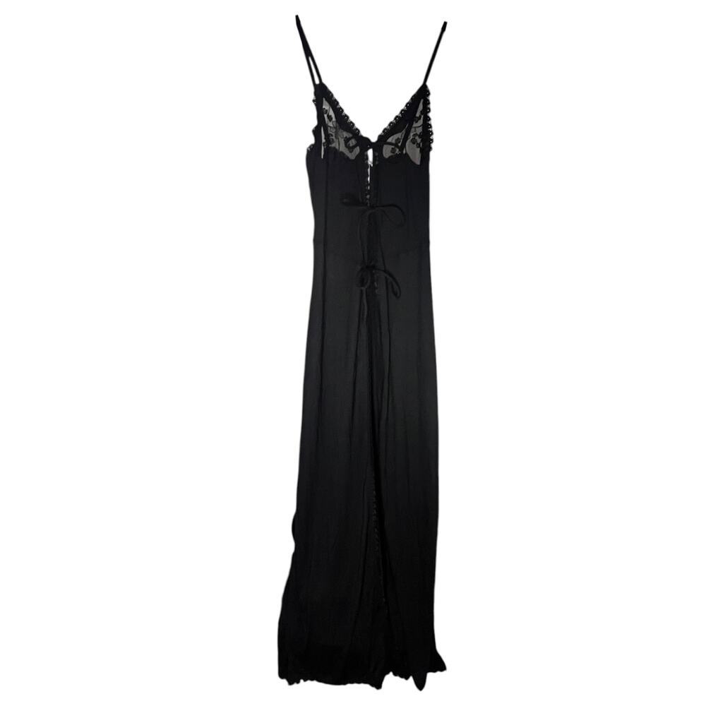 Savage X Fenty A Peek Behind The Lace Maxi Slip Black Caviar Size Small
